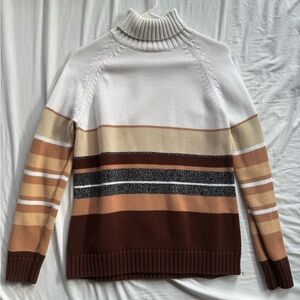 Elegant Multicolor Striped Turtleneck Sweater